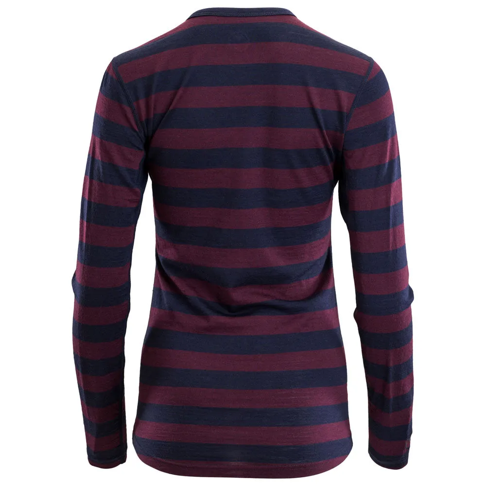 Womens Merino 180 Long Sleeve Crew (Navy/Wine)