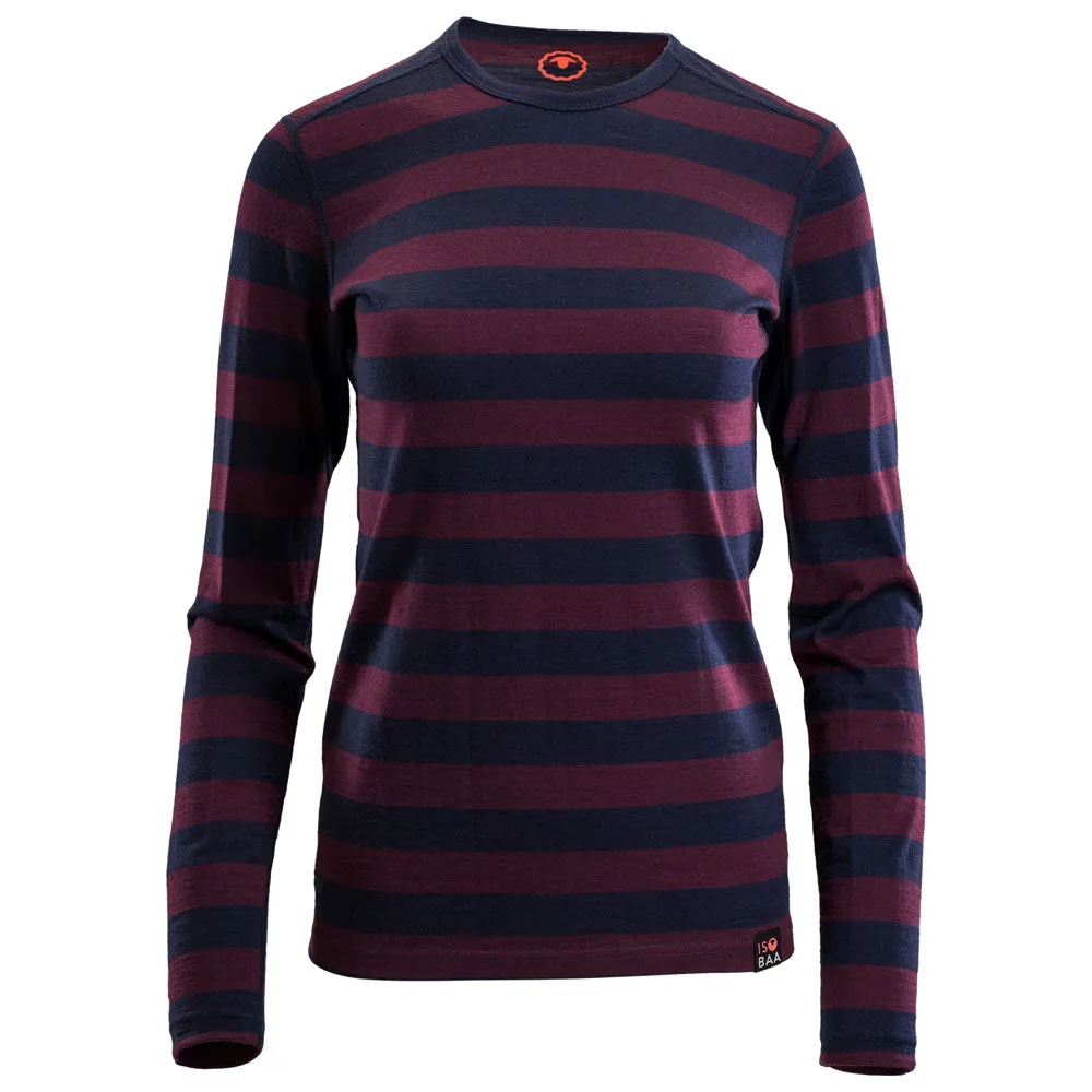 Womens Merino 180 Long Sleeve Crew (Navy/Wine)