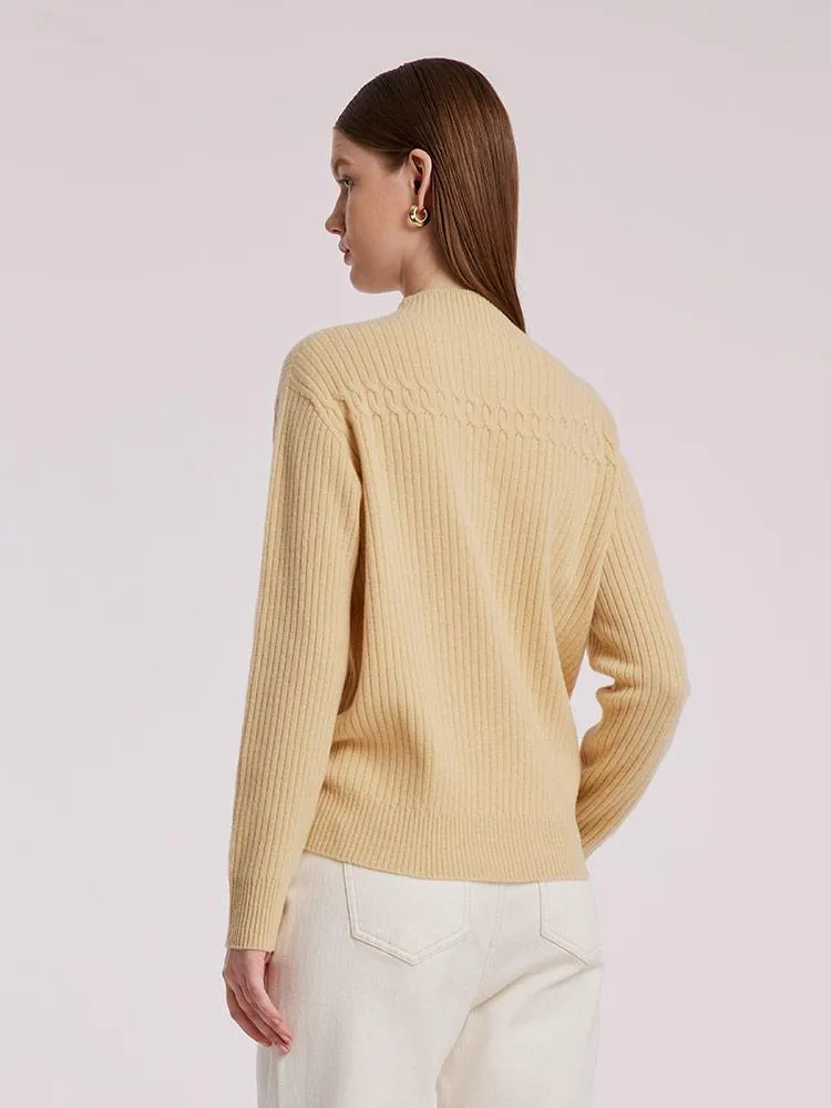 Wool Sequins Mock Neck Sweater