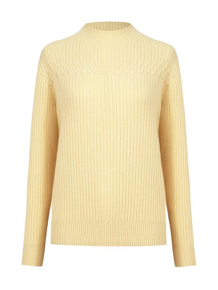 Wool Sequins Mock Neck Sweater