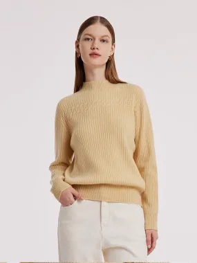 Wool Sequins Mock Neck Sweater